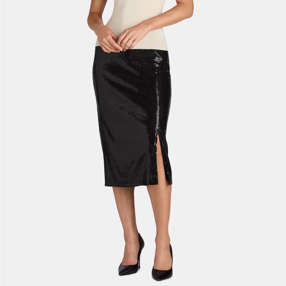 NWT Time and True Black Slit Midi Sequin Skirt multiple sizes formal holiday